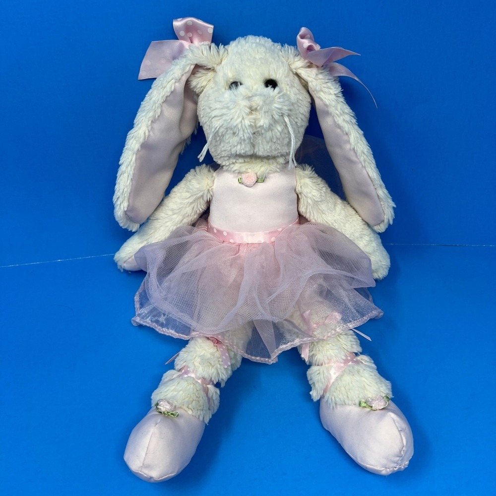 Bearington Collection Lil Bunny‎ Ballerina 16 Inch Pink White Plush Toy